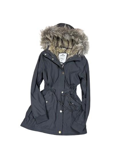 Hollister kurtka parka z futrem logo y2k swag